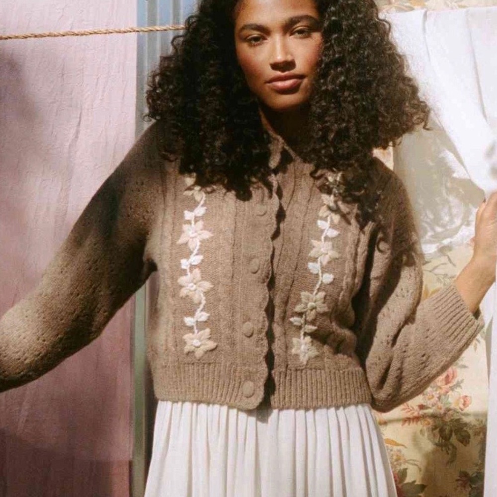 Christy Dawn - Clover Cardigan in Mushroom Knit